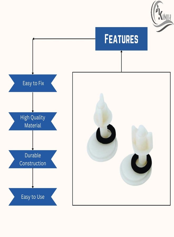 KINIK Plastic Toilet Seat Cover Hinges | Round Short Clamp Replacement Hinges for Western Toilets | Durable, Rust-Free | Easy Installation | White | 1 Pair - Image 2